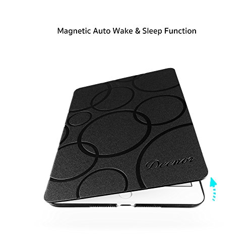 iPad Air Hülle, DEENOR Colour Series Premium PU Leder Ultra Slim Light Weight Auto aufwachen / Schlaf Funktion Schutzhülle Hülle für Apple iPad Air iPad 5. (Black circles) - 5
