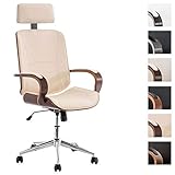 CLP Fauteuil de Bureau Ergonomique Dayton - Rembourré avec Revêtement en Similicuir - Chaise de Bureau Réglable Accoudoirs et roulettes - Couleur: Noyer/crème