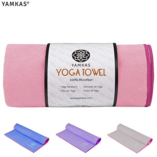 Yamkas Microfibra Asciugamano Yoga | 183 x 61cm | Telo Yoga Antiscivolo | Hot Yoga Towel | Bikram, Ashtanga, Spaggia, Pilates | Rosa