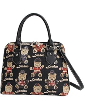 Damen Tapisserie Handtasche mit abnehmbarem Strap mit London Bear