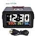 Produktbild OESFL Nacht Wake Up Digital Wecker mit Thermometer Hygrometer Feuchtigkeit Temperatur Tisch Schreibtisch Uhr Telefon Ladegerät,1006-Black