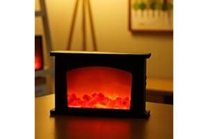 RAAXOLA 33.2cmx21cmx8.8cm Piccola e accogliente lanterna da camino tradizionale realistica legna da ardere effetto fiamma a LED lampada da tavolo in stile antracite a LED per uso interno ed esterno
