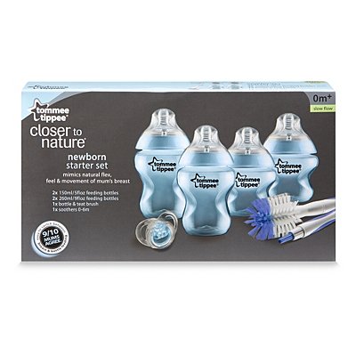 Tommee Tippee Closer To Nature Newborn Baby Boy's Blue Feeding Bottles Starter Set
