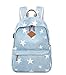 Produktbild Star Drucken Leinwand Haversack Studenten Schule-Beutel-beiläufige Reise Rucksack für Teenage Mädchen (Hellblau (hat USB-Anschluss))
