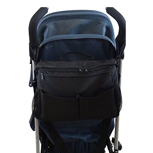BTR Pram Buggy Buddy Stroller Organiser Changing Storage & Parent Bag - Black - Water Resistant, Universal Fit