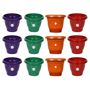 Kraft Seeds Pot for Garden and Balcony Flowering (8 inch, Multicolour, Pack of 12)