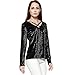 Produktbild Damen Hemdbluse Hirolan Bekleidung Samt Winter Bandage Blusenshirt Longpullover Dessous V-Ausschnitt Frühling Pullover Sweatshirt Oberteile Tunika blusen (Schwarz, M)