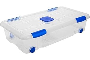 AC - Caja de ordenación de plástico Transparente N.º 11 - Contenedor para almacenar Juguetes, Libros, Ropa, Mantas - Capacidad 30 litros - Dimensiones Aprox.: 17 x 73,2 x 41,2 cm