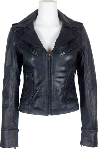 Unicorn Womens Black Waxed Real Leather Jacket #Z6