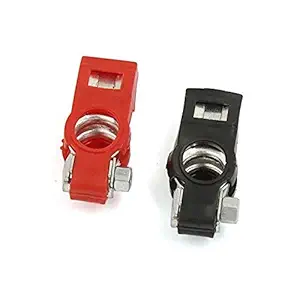 PBROS 2 Pieces Black & Red Petrol Car Adjustable Battery Terminal Clamp Clips Positive-Negative