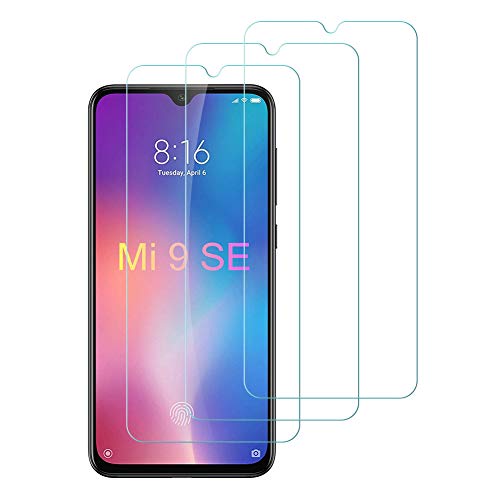 Flysee Protector de Pantalla Xiaomi Mi 9 SE, [3 Piezas] Cristal Templado Xiaomi Mi 9 SE [Alta Definicion, Sin Burbujas, 9H Dureza, Anti-Arañazos]