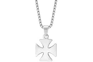 BOBIJOO JEWELRY - Discret Pendentif Doré 17mm Croix Pattée Templier Chevalier Acier Argenté Chaîne