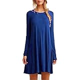 Tongshi Mujeres sueltas Casual manga larga O cuello de volantes Mini vestido