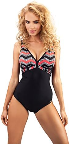 One Piece Womens Swim Costume Deep V Neckline Fashion Print Swimming Suit Low Cut Scoop Back Swimwear