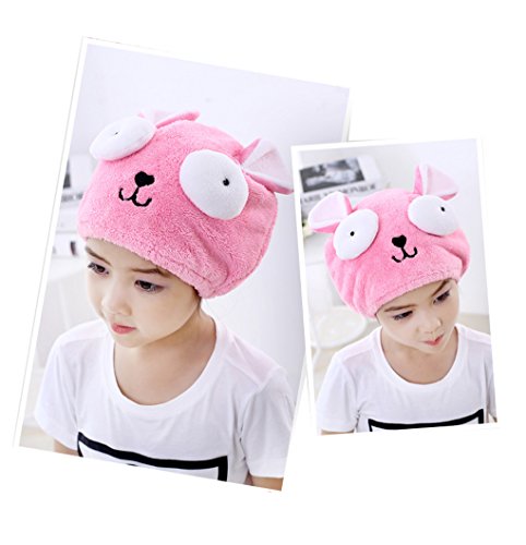 Lustig Kinder Haartrockentuch Kopfhandtuch Polyester Mikrofaser Kopftuch Haarturban Weiche Schnell Trocken Haar Handtuch von FakeFace, Pink - 2