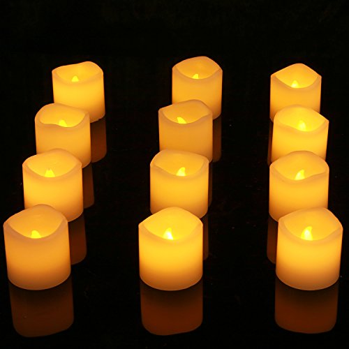 Homemory 12 Led Flammenlose Wachs Kerzen, 5cm Elektrische Flackernde Batteriebetriebene Teelichter, Led Votivkerzen Gelb
