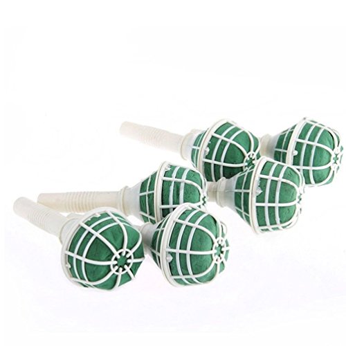 6 Stück Brautstrauß Halter Dekoration Blüte Steckschaum Kunststoff Blumen Handles Braut Hochzeit Weiß Plus Grün