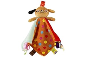 Inchant Taggies Security Blanket - Soft Taggy Blankit Toy for Baby Boys & Girls - Lovey Plush Sensory Toy Soothes and Provides Security for Infants,Brown Dog