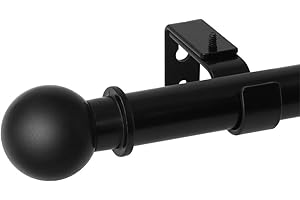 Vailge Gardinenstange Schwarz, 80-310cm, Ø 25mm, Vorhangstange mit runden Kappen & verstellbaren Halterungen, Gardinenstangen für Fenster