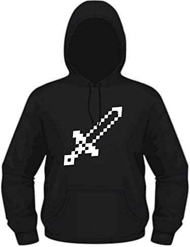 Creepyshirt Retro Videogames Inspired - 8 Bit Crafting Sword Hoodie - XL
