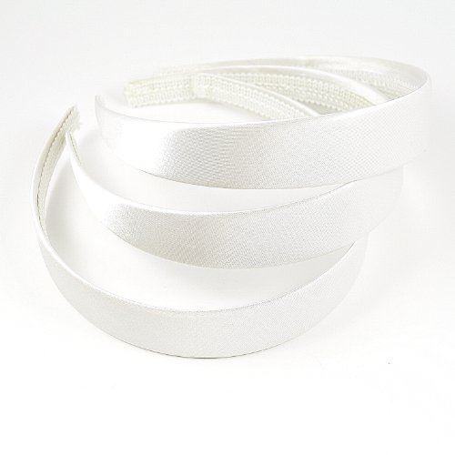 3 x Girls White Satin Covered Headbands/ Hair Bands/ Alice Bands - 2.5 cm Wide