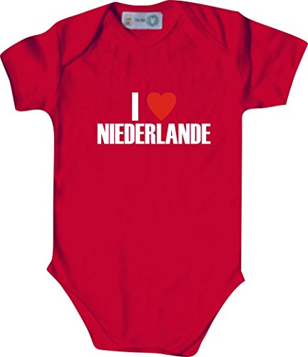Unbekannt Cooler WM Länder Baby Body/I LOVE NIEDERLANDE/Farbe: Rot/Größe: 86-92 (18-23 Monate)