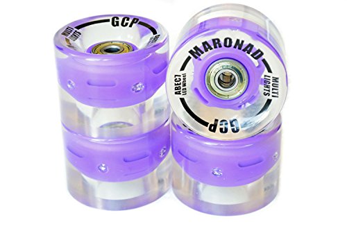 [maronad.GCP] 4 St monopatín LED ruedas ruedas 78 A 60 x 45 mm, incluye rodamientos de 7 Kügel Almacenamiento Lila