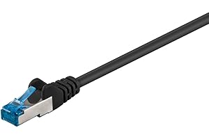 Goobay 92698 Câble Ethernet CAT 6a double blindage S-FTP jusqu'à 10000 Mbps 500 Mhz cuivre sans halogène avec connecteurs RJ-45 Connecteurs plaqués or Noir 1,5 m