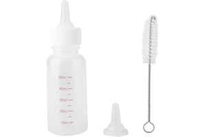 SMANDY 50cc Aufzuchtflasche Neugeborene Haustier Milch Feeder Milch Krankenpflege Pup Milch Fläschchen Nippel Reinigungsbürste Set für Kleine Hunde Welpen Katze Kleintiere