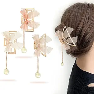 Sanas Metal Clips For Hair 3 Pc Clips For Girls Hair Clips For Women Hair Accessories For Women Stylish Hair Clutchers Cute Hair Clips Big Clip Hair Clip For Women Claw Clips Hair Clutch Golden Color