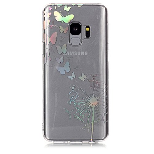 Preisvergleich Produktbild Everainy Kompatibel für Samsung Galaxy S9 Hülle Silikon Transparent Bumper Durchsichtig Ultradünn Neu Hüllen Laser Muster für Samsung Galaxy S9 Handyhülle Stoßfest TPU Gel Schutzhülle (Schmetterling)