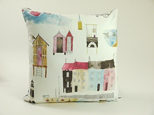 Birds and Seaside Cotton Complete Cushion (Design Pink cottages)