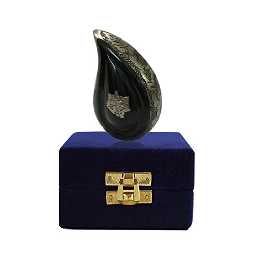 Falling Leaves Andenken schwarz Tropfenform Urne, klein Tropfenform Beerdigung Urns für Asche UK - 3