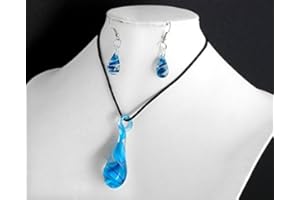 Ecloud Shop® Unique Teardrop Forme Lampwork Murano Glass Bead Mode Bleu Pendentif Boucles d'oreilles