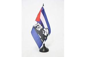AZ FLAG Cuba with Fidel Castro Table Flag 5'' x 8'' - Cuban Desk Flag 21 x 14 cm - Black plastic stick and base
