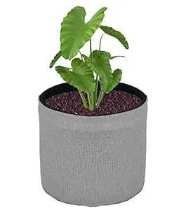 HIPPO - New & Improved Eco Friendly Decorative Unbreakable High Density PE Fabric Grow Bag Pots Pack of 3 (8 Inch X 6 Inch, Grey)