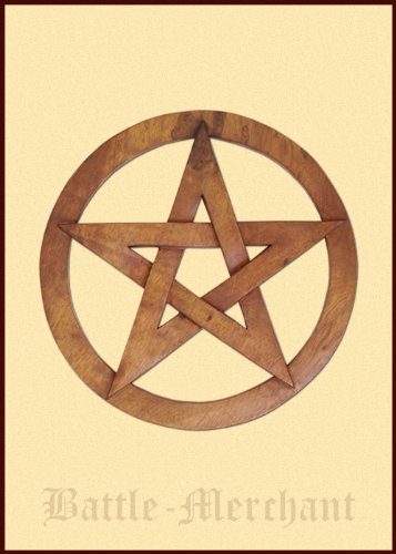 Pentagramm im Kreis aus Holz, handgeschnitzter Wandschmuck - Gothic
