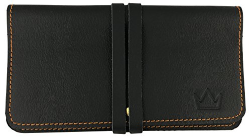 Preisvergleich Produktbild Lederprinz® / Tabaktasche Schwarz / Handarbeit echt Leder Tabakbeutel / 3 Jahre erweiterte Garantie / Nappa Leder / Drehertasche Damen und Herren