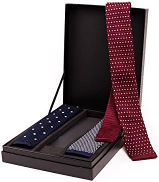 Classy wool-knit tie in blue, red, and grey --- BE STYLISH --- 3x premium ties incl. tying instructions for the stylish gentleman with an eye for detail in the office or for after-work parties
