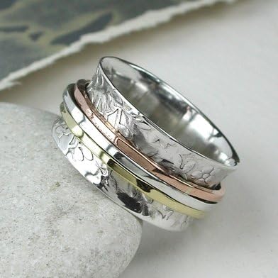 925 Solid Sterling Silver Spinning Ring..Thumb/Finger Worry Ring 3 band Spinner