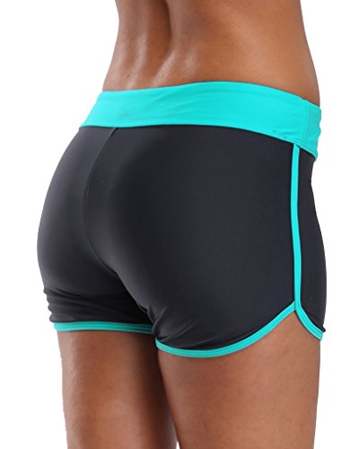 Attraco Damen Badehose Kurze Badeshorts Schwimmhose Bunt Kante Bikinihose - 3