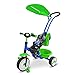 Produktbild Dreirad Boby Deluxe, Kinderdreirad mit abnehmbarer Schubstange in 5 verschiedenen Farben, Farbe:Blue/Green