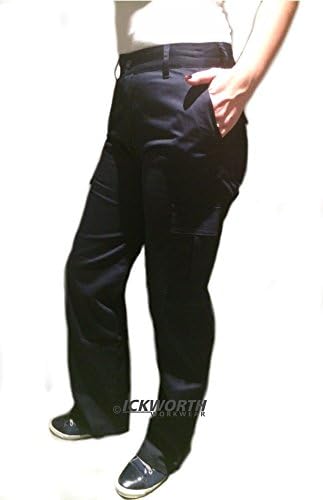 Ladies Womens Cargo Combat Work Wear Trousers Pants Black or Navy Size 8 - 20 (12, Black)