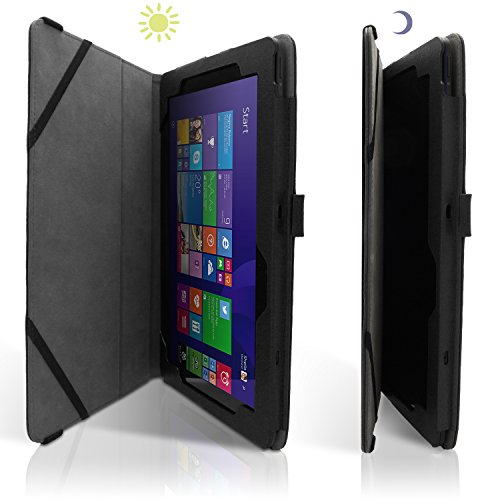 igadgitz Schwarz PU Ledertasche Hülle Folie Cover für Asus Transformer Book 10.1″ T100 CHI FG007B mit Multi Winkelbetrachtung Stand + Auto Sleep/Wake + Displayschutzfolie - 4