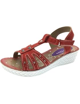 Lora Dora Kinder, Mädchen Sommer Sandalen Riemchen niedrigen Keil Party Schuhe Blume T Bar Größe UK 7-2,5