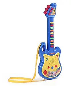 Diamond World Musical Sound Guitar Toy with Microphone Learning to Play with mic Mike Battery Operated Music and Lights Guitar String Toys for Kids Childrens ( Multi Color)