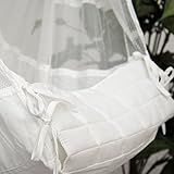 DuneDesign Babyhängematte Baby-Feder-Wiege mit Spreizstab Befestigungsset | 100% Baumwolle Naturstoff | Kinderhängematte Hängewiege | Babyschaukel in Weiß | Balstbarkeit max. 15KG - 4