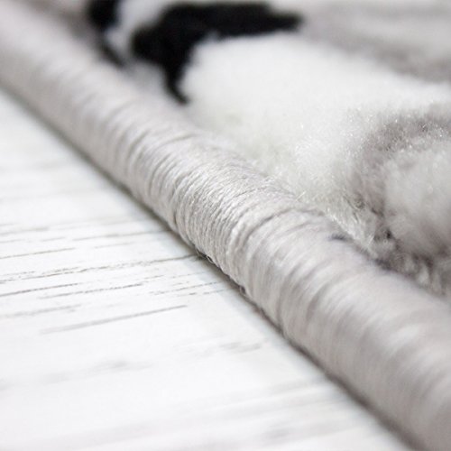 Klassischer Wohnzimmer Teppich Sehr dicht Gewebt, Meliert Medallion Ornament Muster in Grau Schwarz – Top Qualität, VIMODA, Maße:40 cm x 60 cm - 4