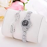 Lnyy Damen Armband Stahl Armband einstellen Uhr