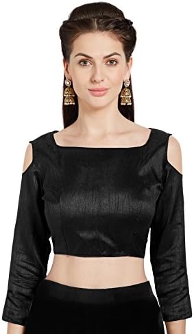 Women's Art Silk Readymade Party Saree Blouse Choli Cold Shoulder Top